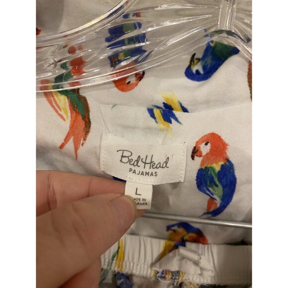 BedHead Parrot Print Pajama Set Womens Large Multicolor Button Top Pants PJs - Picture 2 of 4